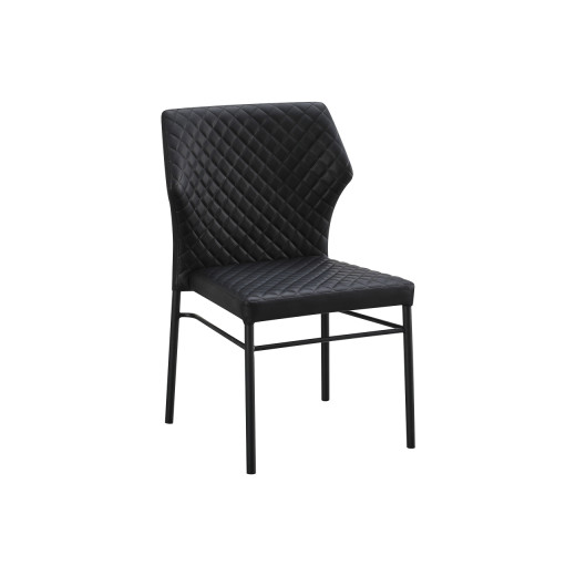 Steel Chair in Black w/ Diamond Pattern Stitched Vinyl Back & Seat