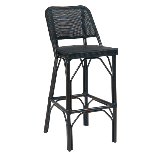 Outdoor Black Poly Woven Aluminum Barstool