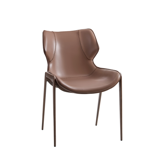 Wood Grain Metal Chair with Vinyl Seat in Brown 