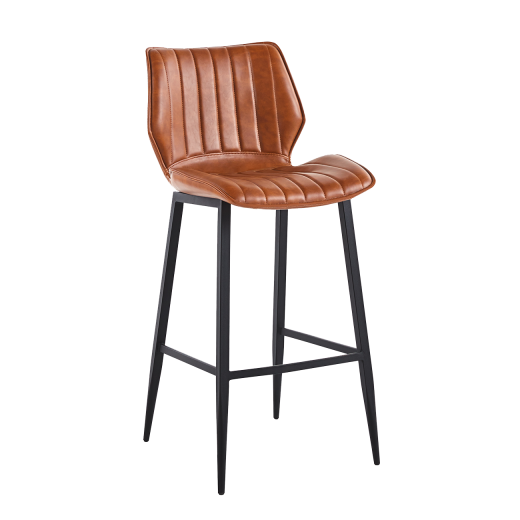 Caramel Color Vinyl Seat Indoor Metal Barstool