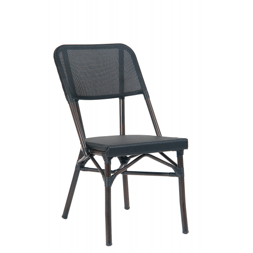Outdoor Black Poly Woven Aluminum Chair