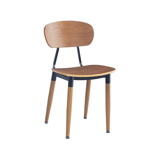 Wood Grain Indoor Steel Chair w/ Veneer Seat and Back in Light Cherry Finish