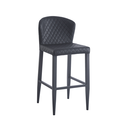 Diamond Pattern Stitched Indoor Metal Barstool w/ Black Vinyl Back & Seat