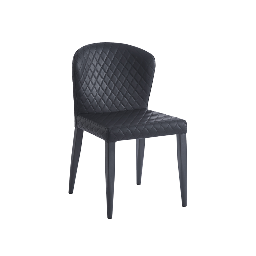 Diamond Pattern Stitched Indoor Metal Chair w/ Black Vinyl Back & Seat