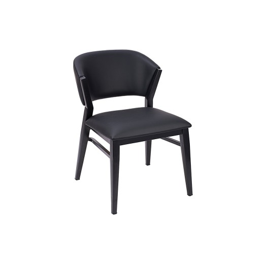 Contemporary Indoor Chair with Black Upholstered Seat and Back and Metal Frame