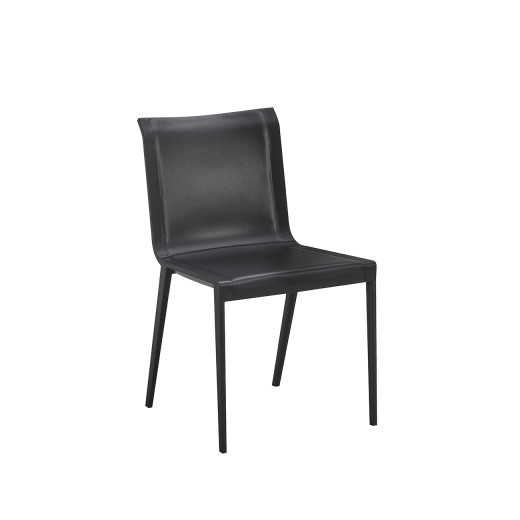 Minimalist Indoor Black Metal Chair with Black Vinyl Seat and Backrest