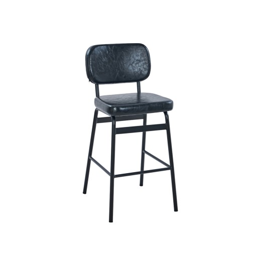 Contemporary Indoor Metal Side Barstool with Black Padded Vinyl