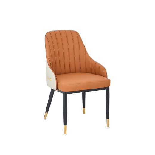 Contemporary Orange & Cream Vinyl Upholstered High Back Arm Chair for Indoor