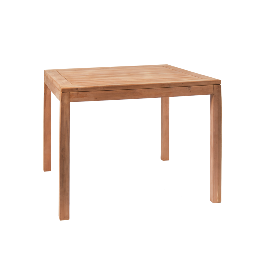 NATURAL FINISH TEAK WOOD TABLE, 35.5" X 35.5"
