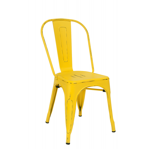 Tolix Metal Chair w/Antique Yellow Finish 