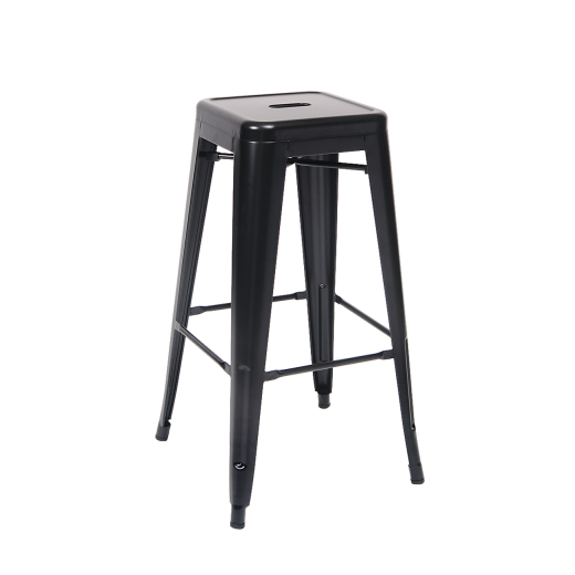 Black Finish Backless Metal Bar Stool
