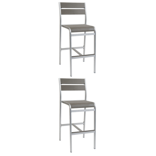 #S64 Bundle Sale, 2 pcs Aluminum Barstool w/ imitation teak slats