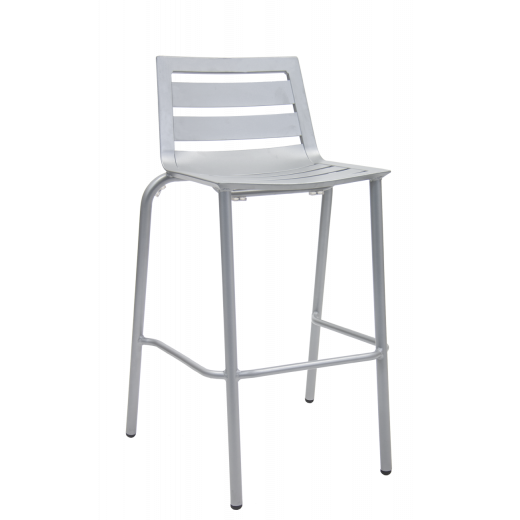 Aluminum Outdoor Barstool w/Multi-Slat Seat and Back