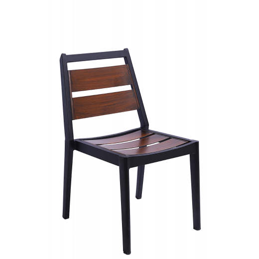 Black Aluminum Outdoor Chair w/Aluminum Multi-Slat Seat and Back
