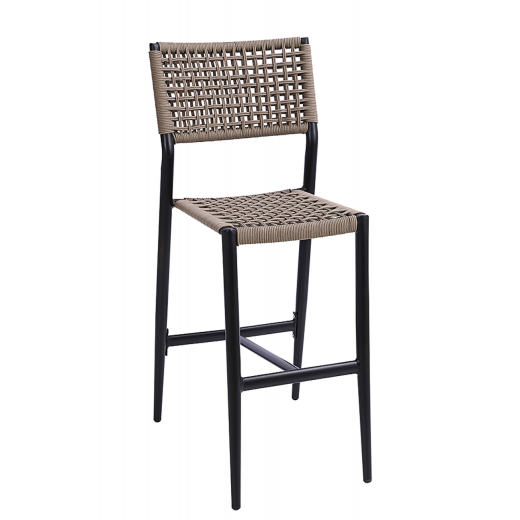 Aluminum Barstool in Black w/Terylene Fabric (Polyester) Seat & Back