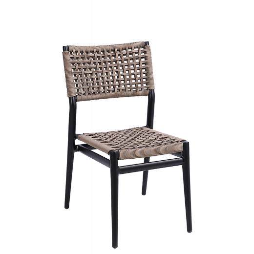Aluminum Chair in Black w/Terylene Fabric Seat & Back