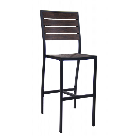 Aluminum Outdoor Armless Barstool w/Aluminum Slats Seat and Back