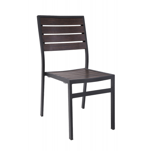 Aluminum Outdoor Armless Chair w/Aluminum Slats Seat and Back