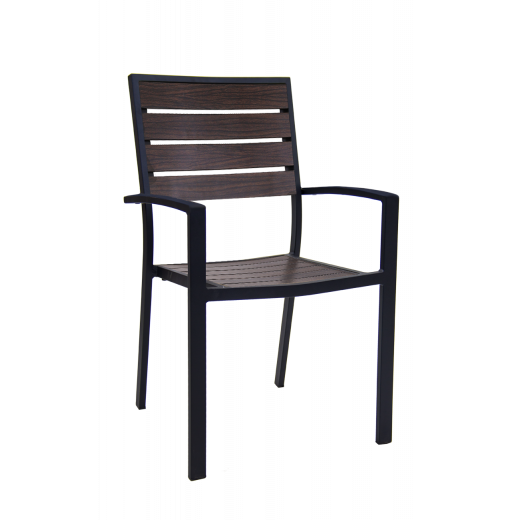 Aluminum Outdoor Armchair w/Aluminum Slats Seat and Back