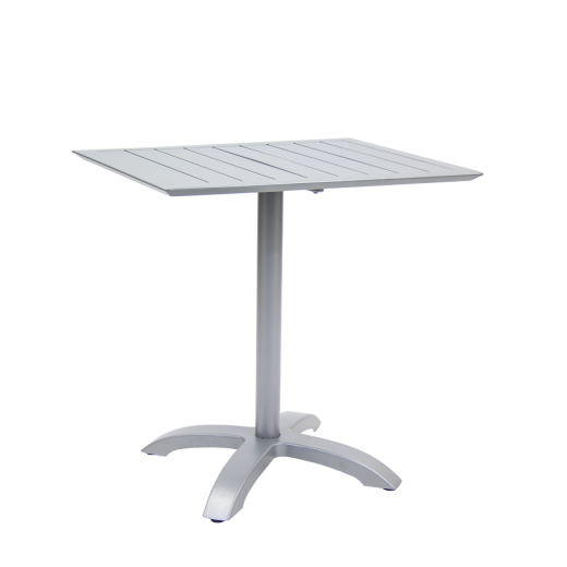 Aluminum Outdoor Table Set in Silver Finish, 24" x 30"