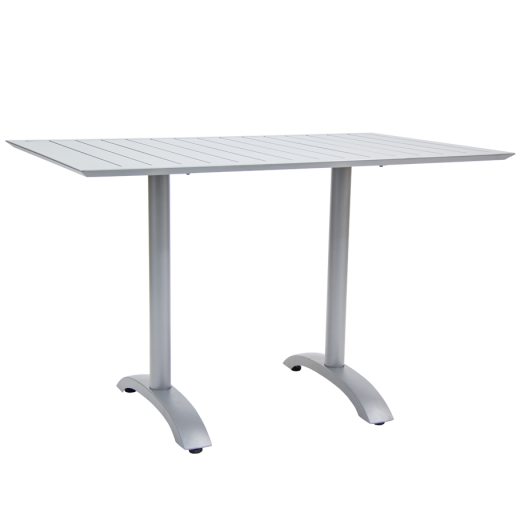 Aluminum Outdoor Table Set in Silver Finish, 30" x 48"