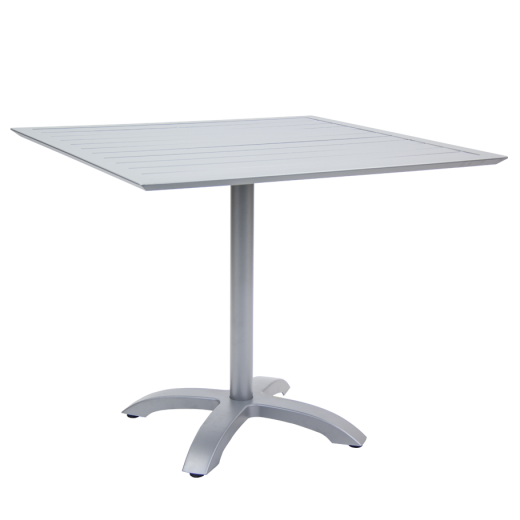 Aluminum Outdoor Table Set in Silver Finish, 35.5" x 35.5"