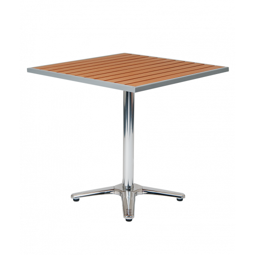 30"x30" Aluminum Patio Table w/Imitation Teak Slat Top