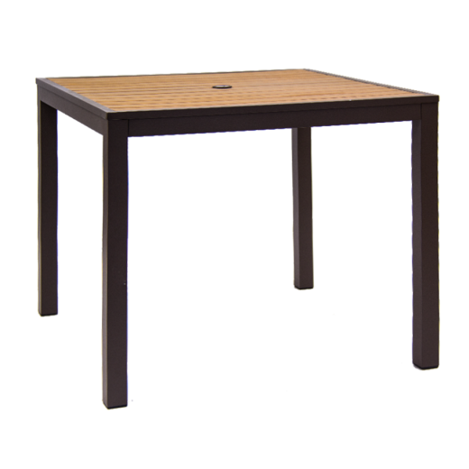 36"x36" Aluminum Patio Table w/Imitation Teak Slat Top