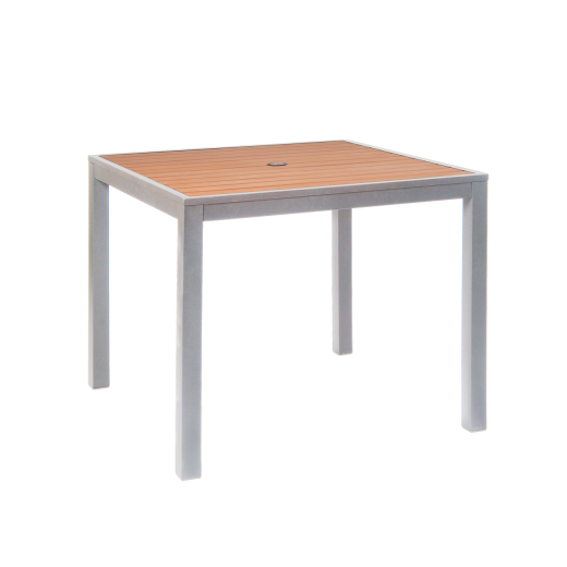 36"x36" Aluminum Patio Table w/Imitation Teak Slat Top