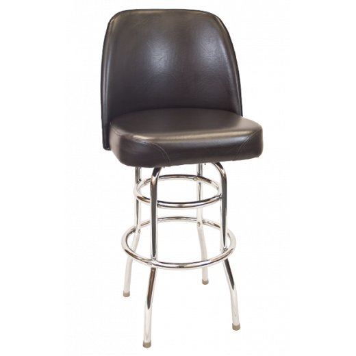 Large Bucket Seat Swivel Barstool w/Dual Ring Chrome Finish Base 