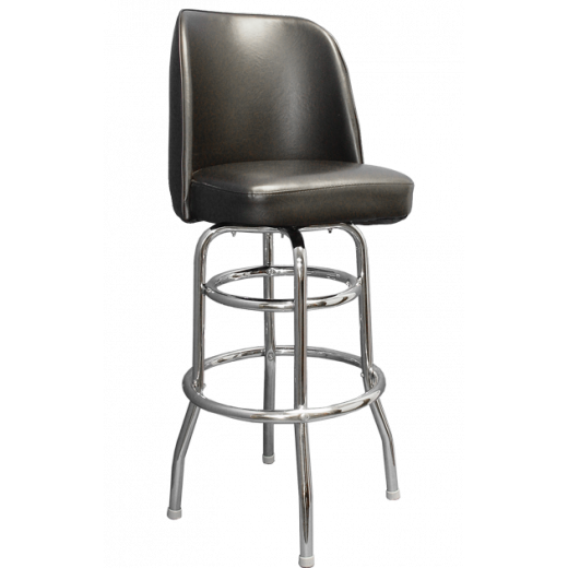 Bucket Seat Swivel Barstool w/Dual Ring Chrome Finish Base 