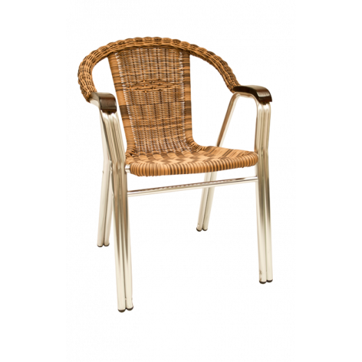 Stackable Synthetic Wicker and Aluminum Outdoor Armchair