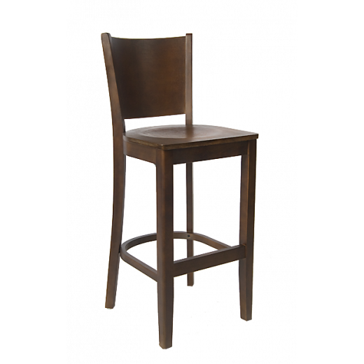 Walnut Frame and Beechwood Curve Plain Back Barstool w/ Veneer Seat
