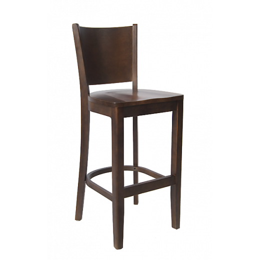 Walnut Frame and Beechwood Curve Plain Back Barstool w/ Wood Seat