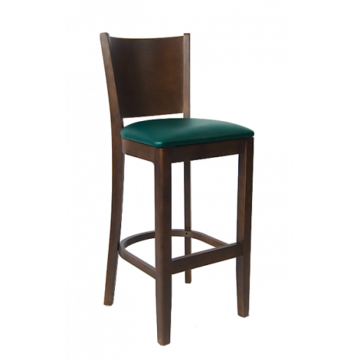 Walnut Frame and Beechwood Curve Plain Back Barstool w/ Vinyl Seat