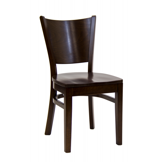 Walnut Frame and Beechwood Curve Plain Back Chair w/ Wood Seat