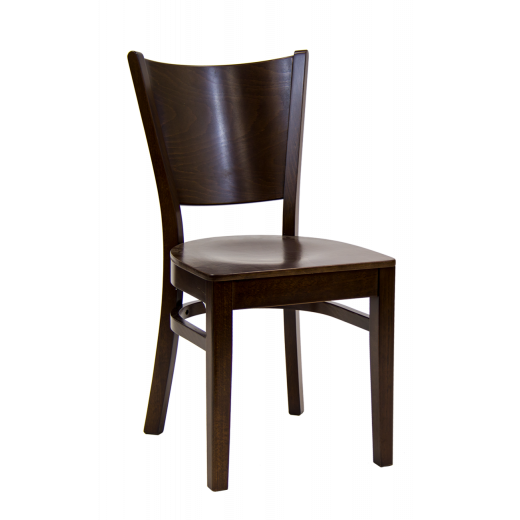 Walnut Frame and Beechwood Curve Plain Back Chairl w/ Veneer Seat