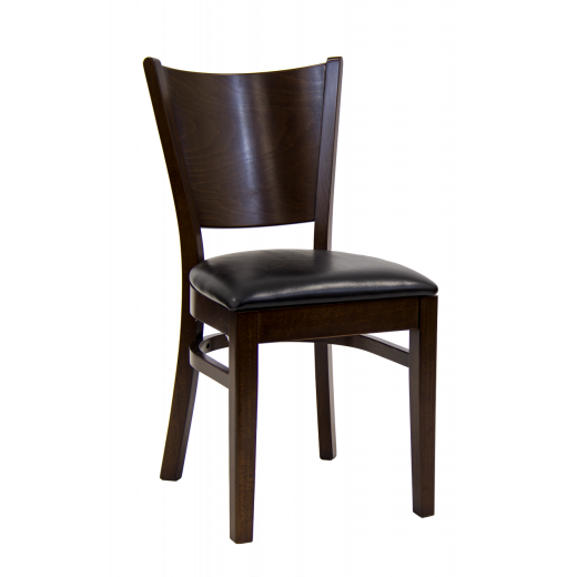 Walnut Frame and Beechwood Curve Plain Back Chair w/ Vinyl Seat