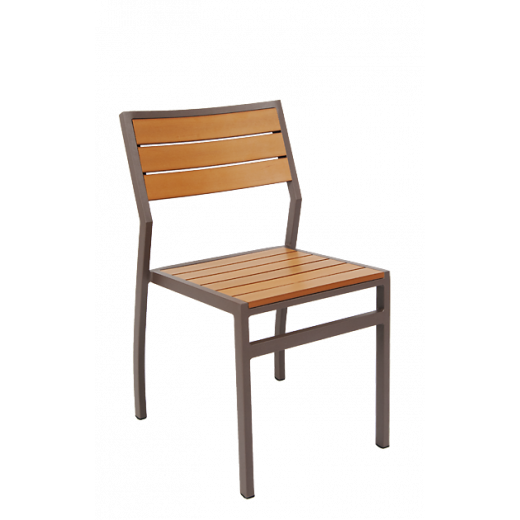 Outdoor Imitation Teak Slat Aluminum Frame Chair