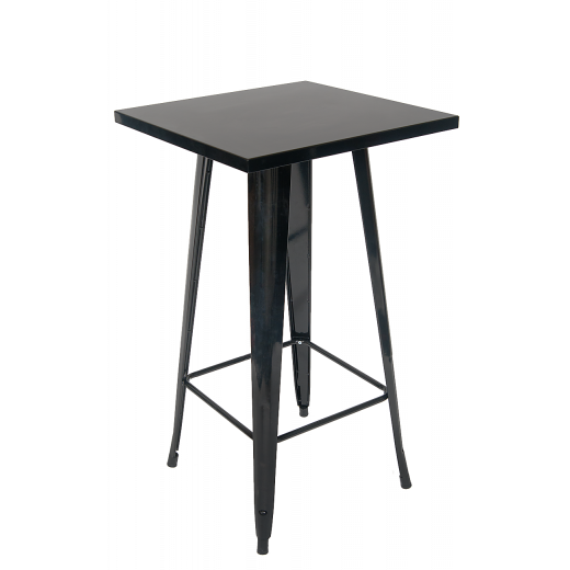 24" x 24" Black Finish Metal Bar Table 