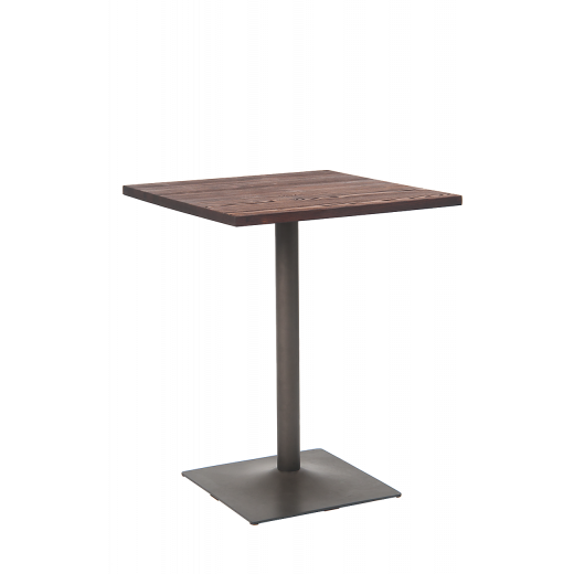  24"x 24"  Indoor Walnut Finish Elmwood Top Table w/Steel Base