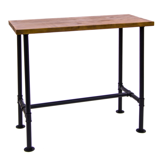 24" x 48" Bar Height Table w/ Pinewood Table Top & Black Pipe Metal Base 