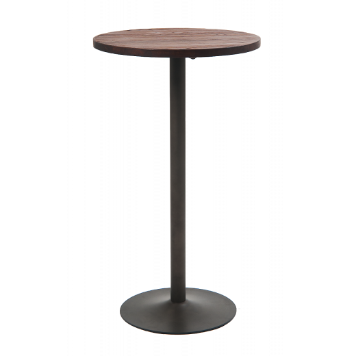 24" Round Bar Table w/ Elmwood Top & Gunmetal Base