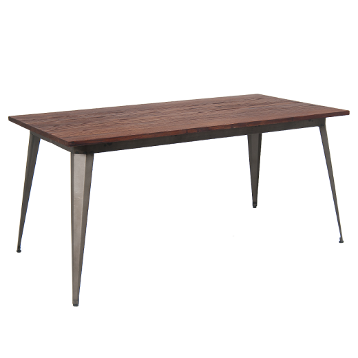  31"x 63"  Indoor Walnut Finish Elmwood Top Table w/Steel Base