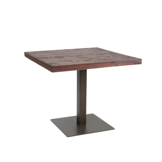 35"x 35"  Indoor Walnut Finish Elmwood Top Table w/Steel Base