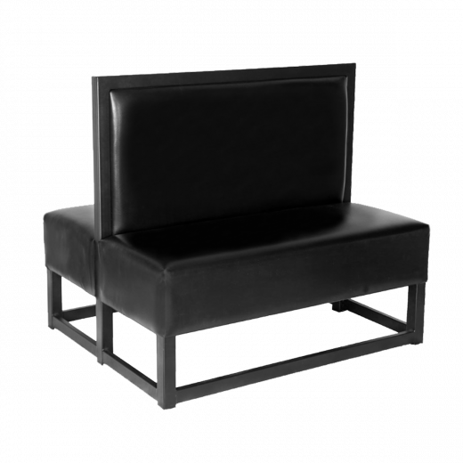 42"H, Plain Back Upholstered Double Metal Booth in Black