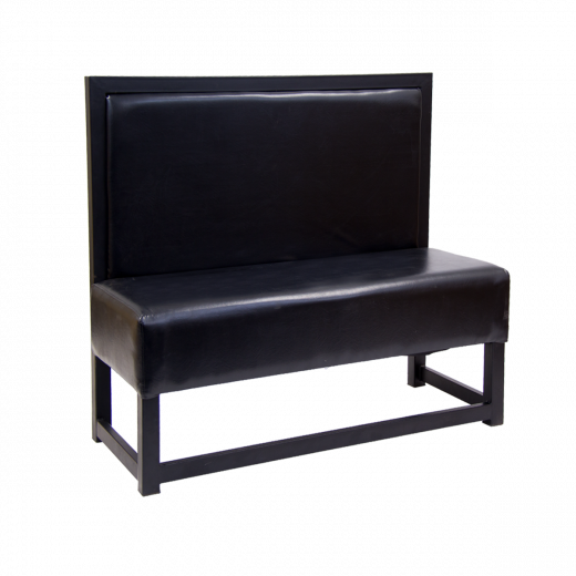42"H, Plain Back Upholstered Single Metal Booth in Black