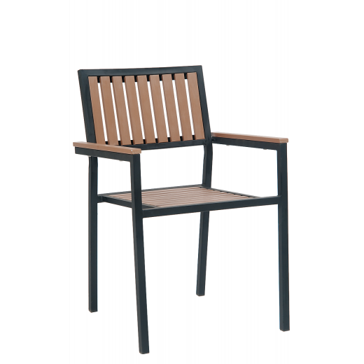 Vertical Slat Plasteak Metal Outdoor Armchair Chair, Coral