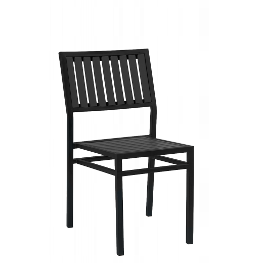 Vertical Slat Plasteak Metal Armless Outdoor Chair, Black