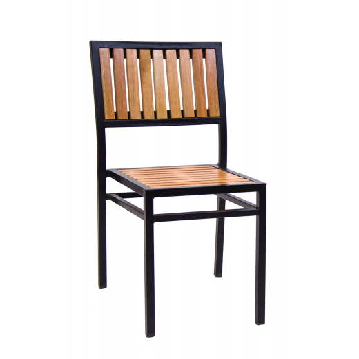 Steel Chair in Black w/ Rosewood Seat and Back